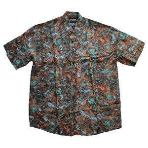 VTG 80s Colore Italia 100% Silk Shirt Button Down Short Sleeve Shirt Mens S 90s